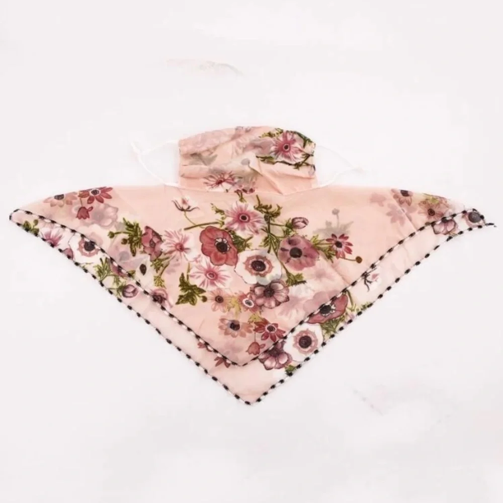 Gorgeous Floral Facemask & Scarf Adjustable Ear Strips 4 A Comfortable Fit